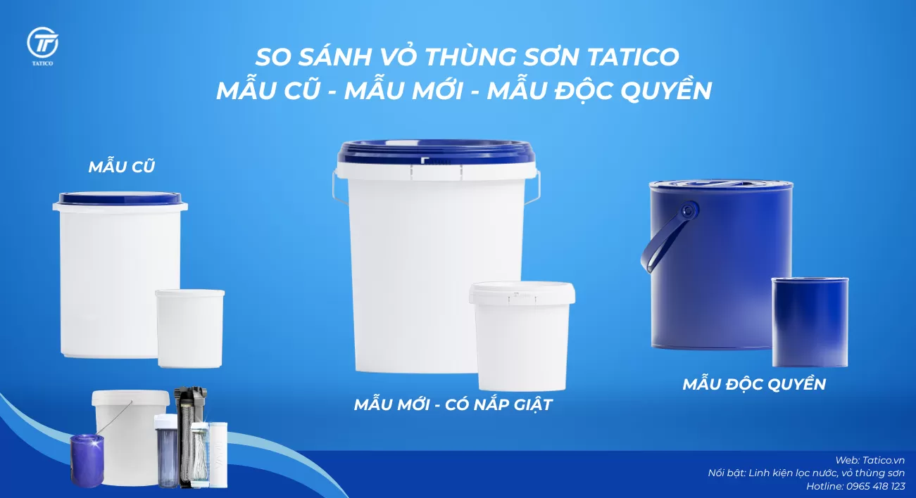 So s&aacute;nh vỏ th&ugrave;ng sơn mẫu cũ - mẫu mới - mẫu độc quyền từ Tatico - đơn vị sản xuất vỏ th&ugrave;ng sơn nhựa h&agrave;ng đầu miền Bắc