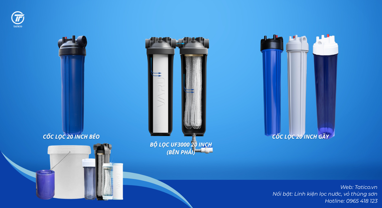 Phân loại cốc lọc nước 20 inch của Tatico Việt Nam