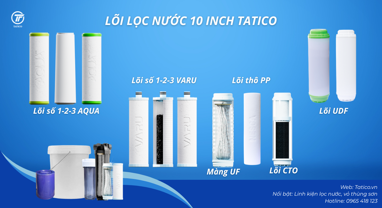 Ph&acirc;n loại l&otilde;i lọc nước 10 inch do Tatico sản xuất &ndash; Đ&aacute;p ứng to&agrave;n diện nhu cầu m&aacute;y lọc nước